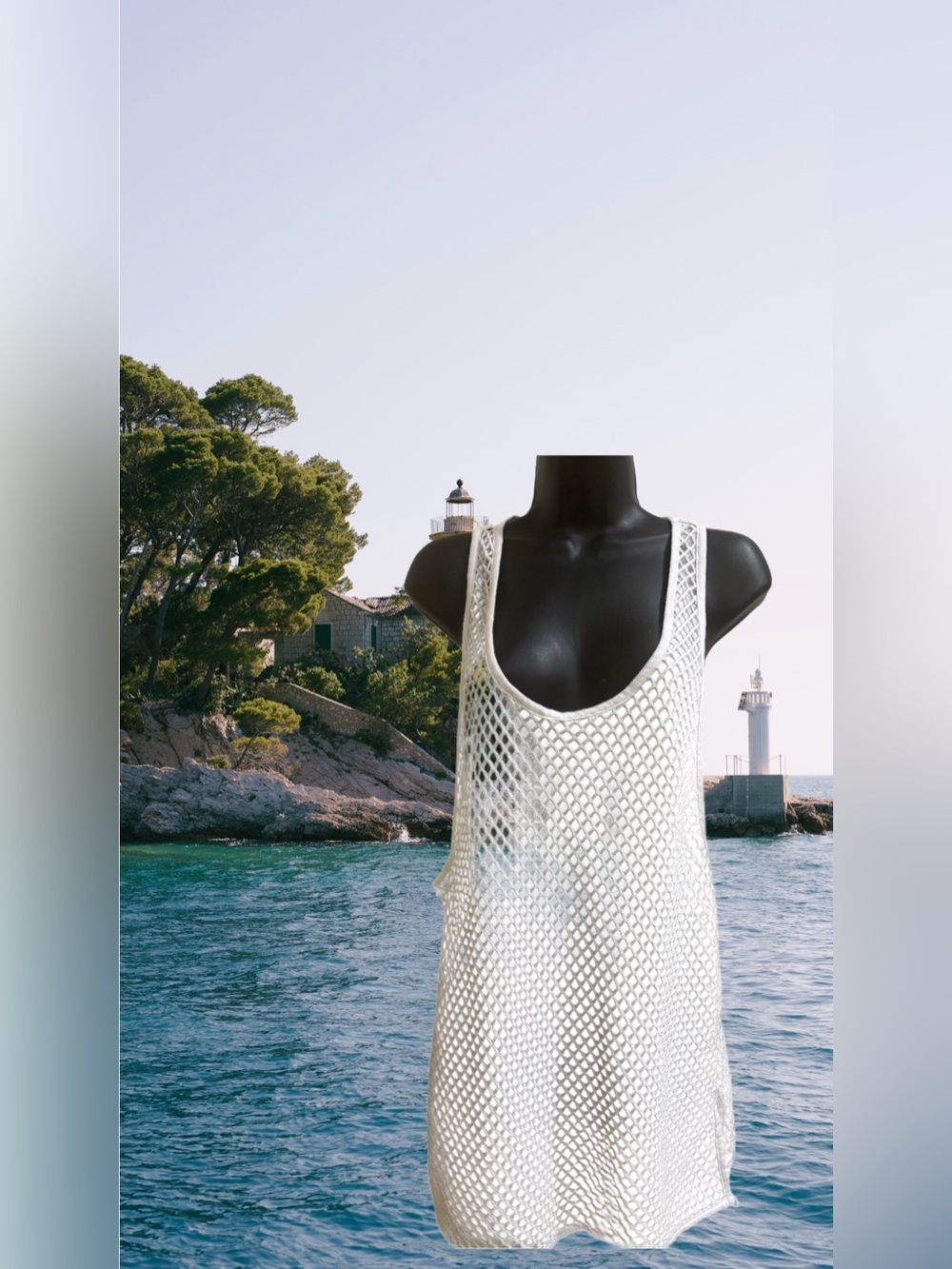 White Open-Knit Beach/Swim Cover-Up Tank❤️